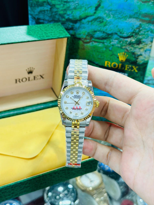 Rolex-Inspired Two-Tone Diamond Dial Watch – Luxury Style with Datejust Look