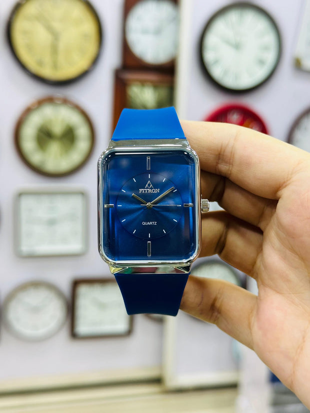 Fitron Black and Gold Watch | Elegant Men's Quartz Wristwatch | Luxury Square Dial | Fashion Accessory Gift for Him