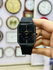 Fitron Black and Gold Watch | Elegant Men's Quartz Wristwatch | Luxury Square Dial | Fashion Accessory Gift for Him