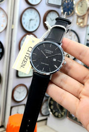 Elegant Citizen Quartz Black Leather Men’s Watch