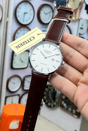 Elegant Citizen Quartz Black Leather Men’s Watch