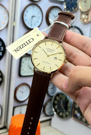 Elegant Citizen Quartz Black Leather Men’s Watch