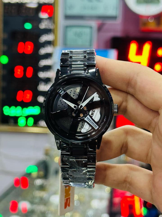 Men’s Racing Style Black Watch | Sporty Wrist Watch with Neon Green Dial | Stylish Analog Watch for Men | Gift for Him