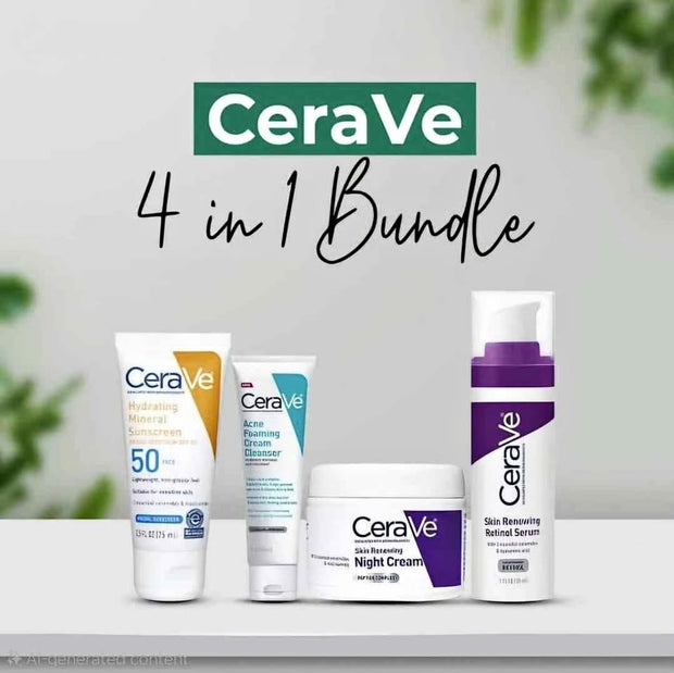 CeraVe 4 in 1 Skincare Set – Acne, Hydration & Night Repair Kit