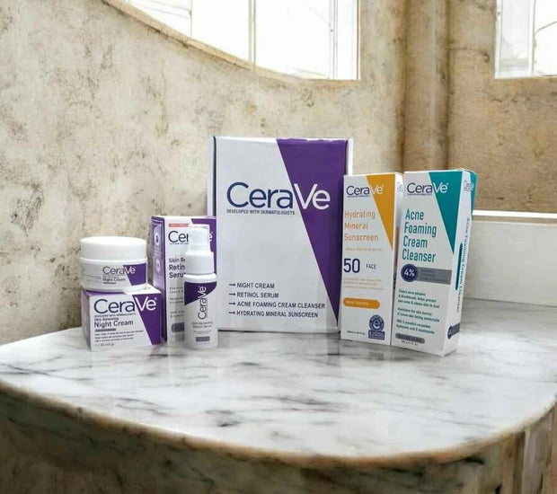 CeraVe 4 in 1 Skincare Set – Acne, Hydration & Night Repair Kit