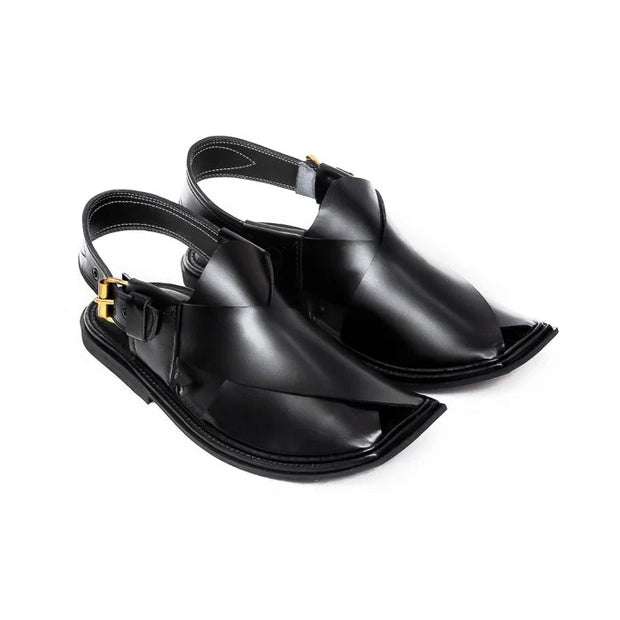 Handmade Black T Shape Charsadda Chappal – 092142