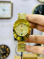 Luxury Gold Watch for Men | Diamond Dial Wristwatch | Elegant Analog Timepiece | Fashion Accessory Gift for Him