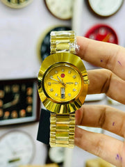 Luxury Gold Watch for Men | Diamond Dial Wristwatch | Elegant Analog Timepiece | Fashion Accessory Gift for Him