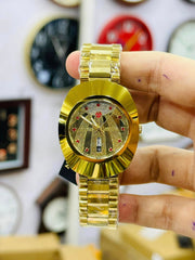 Luxury Gold Watch for Men | Diamond Dial Wristwatch | Elegant Analog Timepiece | Fashion Accessory Gift for Him