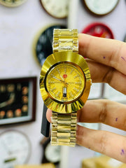 Luxury Gold Watch for Men | Diamond Dial Wristwatch | Elegant Analog Timepiece | Fashion Accessory Gift for Him