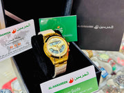 Al-Harameen Azan Time Wrist Watch – Dual Time, Gold Finish