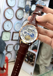 Luxury Two-Tone Automatic Watch with Black Dial and Diamond Hour Markers