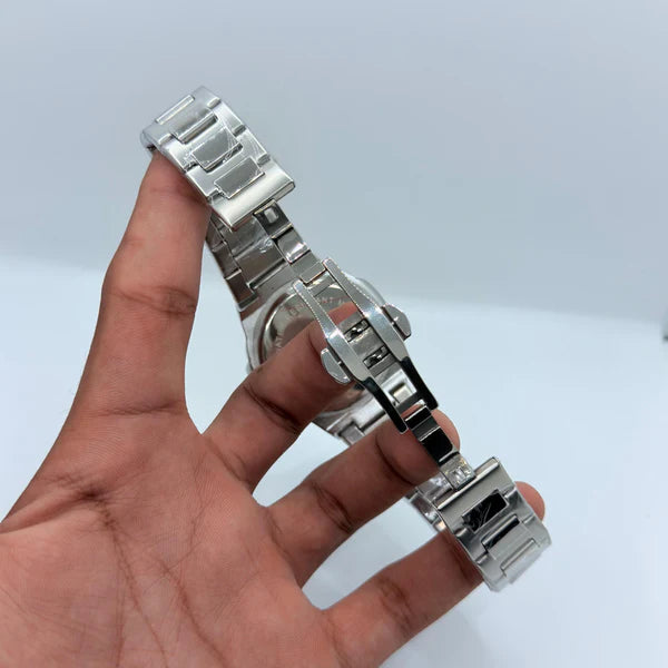 Patek Philippe Silver Chain With White Dial