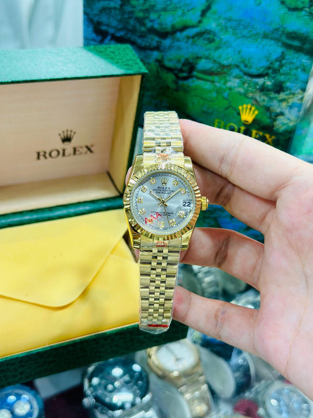 Rolex-Inspired Two-Tone Diamond Dial Watch – Luxury Style with Datejust Look