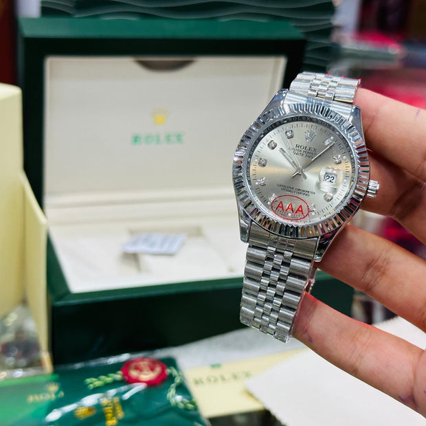 Luxury Rolex Datejust Silver Dial Watch – Jubilee Bracelet, Diamond Markers, AAA Quality