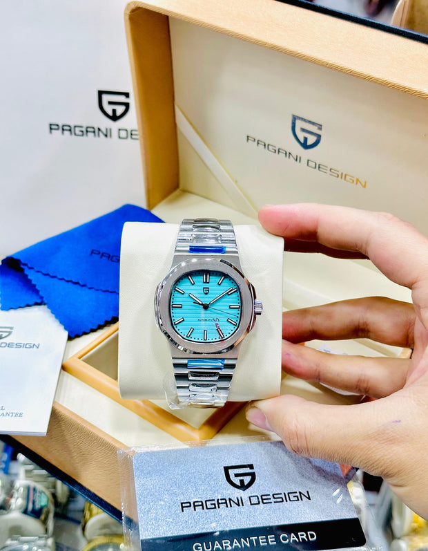 Pagani Design Men’s Luxury Automatic Watch | Stainless Steel Blue Dial | Waterproof Wrist Watch for Men | Elegant Gift for Him